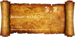 Wohner Milán névjegykártya