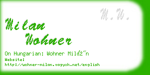 milan wohner business card
